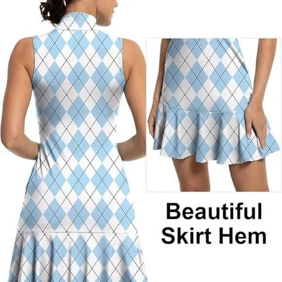 Tennis /Golf Argyle dress with shorts with pockets - Picture 4 of 6